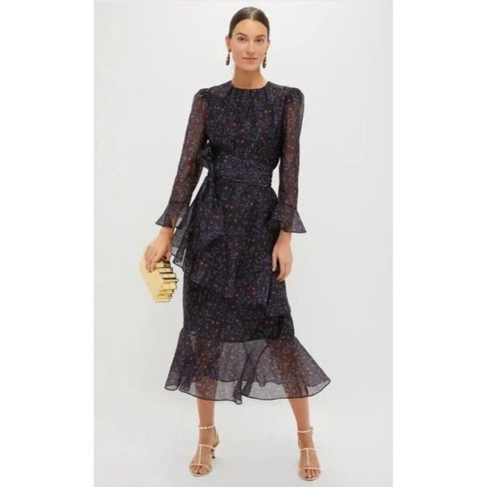 Tuckernuck Midnight Oleander Sasha Dress in Navy XXXLarge New Womens Midi Floral
